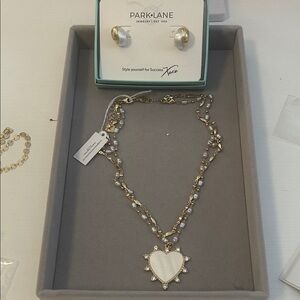 Park Lane Gold Necklace with Heart Pendant and Pearl Details
